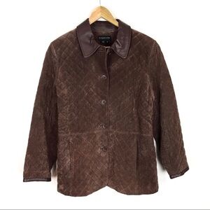 Vintage Bagatelle Jacket Coat Suede Leather Brown Size 12 or L Quilted